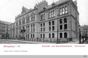 A black and white photo from 1901 of the Königsberg library, where Martin Chemnitz served as a librarian.